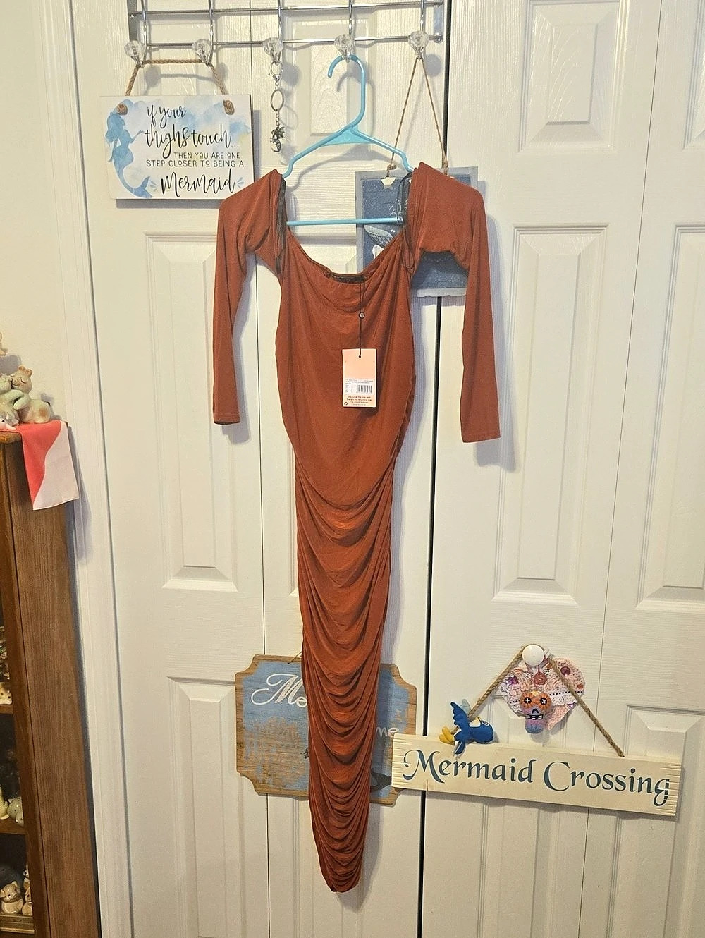 Missguided Darress Slinky Ruched Midaxi Ruched Midaxi Dress in Orange Size 8 NWT